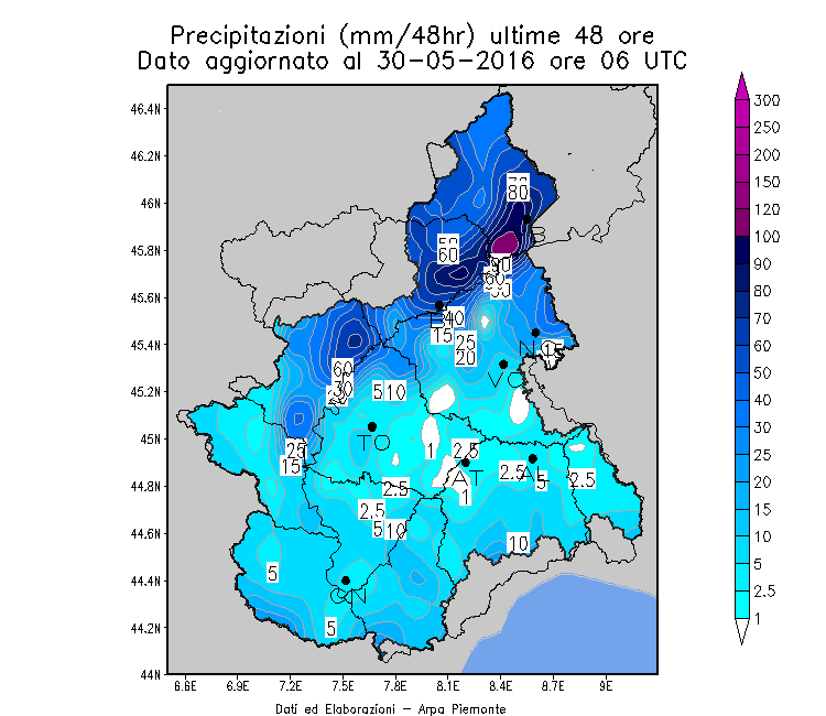 pioggia ultime 48h