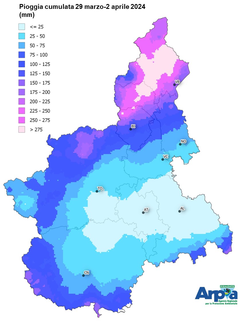 Mappa pioggia Pasqua 2024 