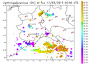Fulmini registrati nel pomeriggio di ieri 11 Marzo 2013, dalle 12 alle 24 UTC. Dal pomeriggio i primi temporali si sono verificati sul cuneese e sull’alessandrino, successivamente si sono formati sul Torinese e poi sul Verbano