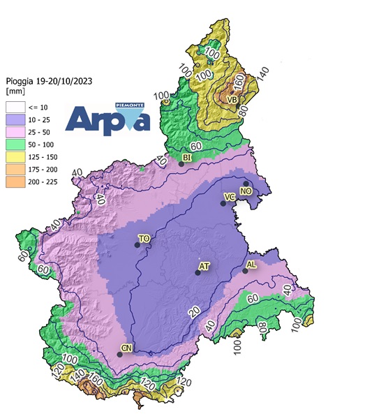 Pioggia cumulato 19-20 ottobre 2023