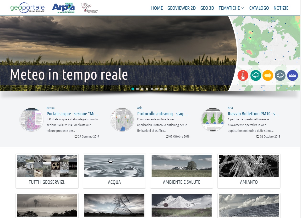 Geoportale Arpa -Home PAge versione 2019