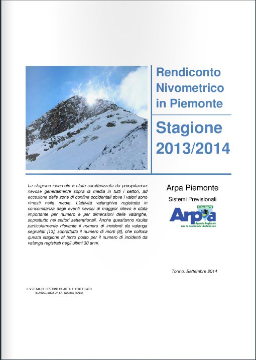 Copertina Rendiconto Nivometrico 2014