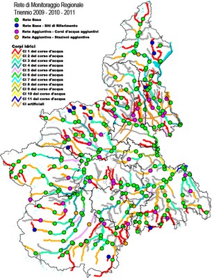 Mappa stazioni monitoraggio acqua