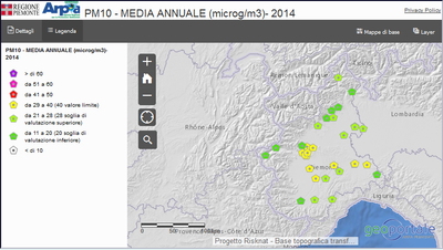 mappa PM10 media annuale