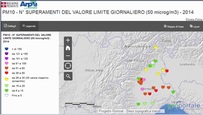 mappa PM10 superamenti